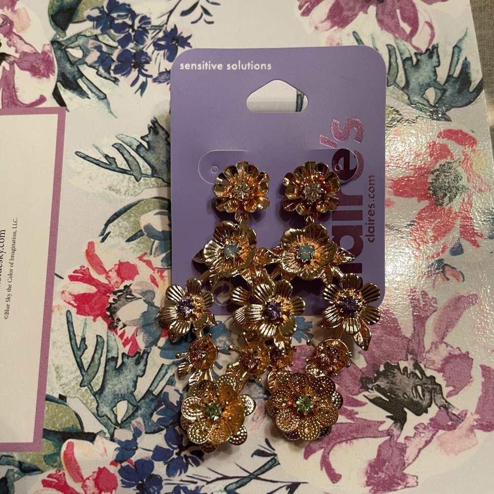 Claire’s Floral Statement Earrings